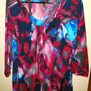 Women's Large Colorful Shirt Neat Neck